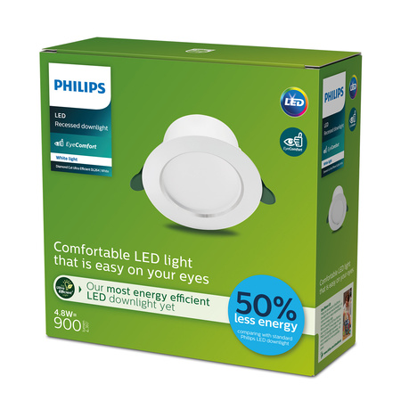LED svítidlo pro zapuštěnou montáž 4,8W 900lm 3000K White Diamond Cut Philips
