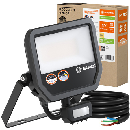 LED reflektor 41W 5500lm 3000K IP65 černý se senzorem pohybu LEDVANCE Floodlight