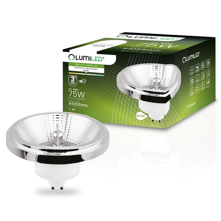 LED žárovka ES111 GU10 10W = 75W 1055lm 4000K Neutrální 38° Stříbrná LUMILED