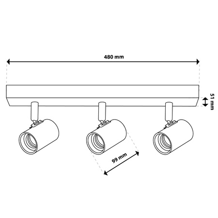 Stropní svítidlo SPOT TUBA Reflektor Halogenové svítidlo 3x E27 GLASA LUMILED