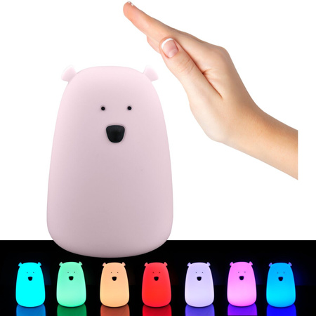 LED RGB dekorativní noční světlo s dobíjecí baterií Růžový medvěd GOLDLUX (Polux) 16cm