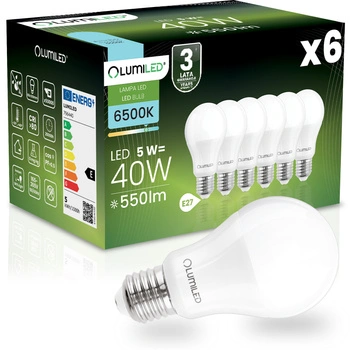 6x LED žárovka E27 A60 5W = 40W 550 lm 6500K studená bílá 260° LUMILED