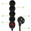 Síťový prodlužovací kabel s uzemněním 4 zásuvky 3m vypínač černý Lendo Lumiled Cord