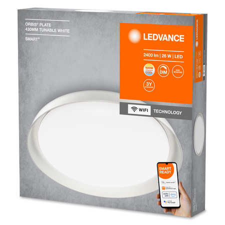 LED stropní svítidlo bílé ORBIS Talíř 24W 2500lm Teplá bílá-Studená bílá 43cm SMART+ WiFi LEDVANCE