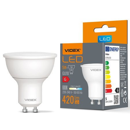 LED žárovka GU10 s reflektorem 5W = 36W 420lm 6000K studená bílá 120° Videx