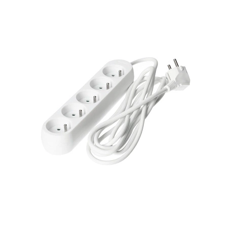 Prodlužovací kabel Zástrčka 5 x uzemněná zásuvka Napájecí pásek 3m Bílá Linea Kobi