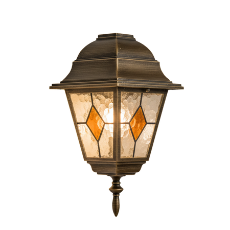 Venkovní LED zahradní závěsné svítidlo MONACO E27 IP43 přesah 93 cm barevné sklo starožitné zlato RABALUX