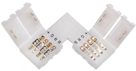 4PIN RGB LED páskový konektor. 2stranný. 10mm úhlová západka typu L