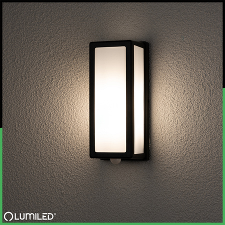 Zahradní nástěnná lampa snímač pohybu E27, obdélníková DOMLO LUMILED