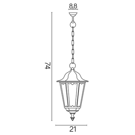 Venkovní závěsná LED zahradní lampa Retro Midi K 1018/1/M E27 Su-Ma