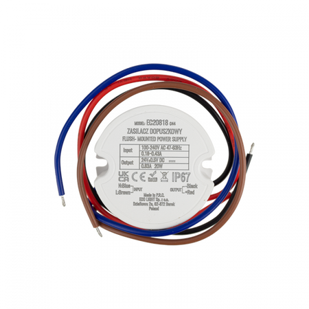 Vstupní napájecí zdroj FI60 pro LED pásky 20W 24V 0,83A Hermetický IP67 Ecolight