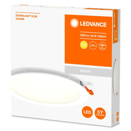 LED panelové vestavné stropní svítidlo DOWNLIGHT SLIM 22W 2000lm 3000K Teplá bílá 22.5cm LEDVANCE