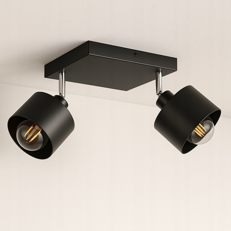 Bodové stropní svítidlo Tuba Reflektor Halogenové svítidlo 2x E27 Pohyblivé Černá Elza Masterled