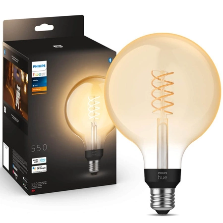 LED Globe E27 G125 7W 2100K Warm Filament PHILIPS HUE White Bluetooth Zigbee žárovka