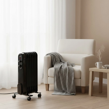 Olejový ohřívač 2000W nastavitelný termostat černý Sanico Goldlux