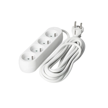 Prodlužovací kabel Zástrčka 4 x uzemněná zásuvka Napájecí pásek 5m Bílá Linea Kobi