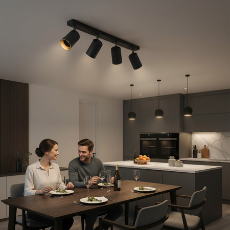 Páskové svítidlo Stropní a nástěnné LED svítidlo 4 x GU10 MARIBEL Black GOLDLUX (Polux)