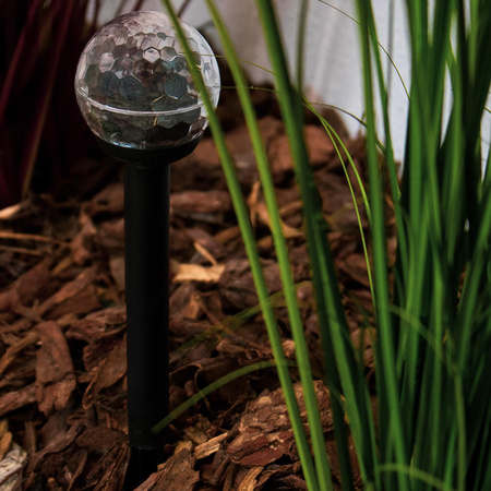 Solární zahradní lampa LED s hroty RGB IP44 soumrakový senzor 34 cm