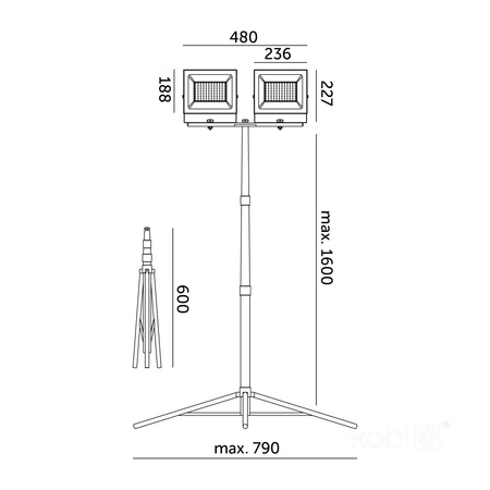 Venkovní LED reflektor Zahrada 200W 17000lm 4000K Neutrální 110° Stmívatelný IP54 IK06 Černá Žlutá Tigra Kobi
