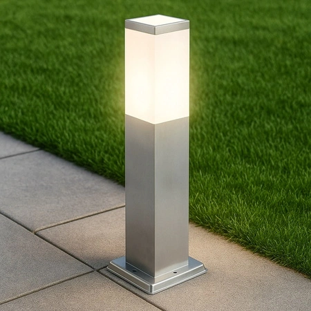 Zahradní svítidlo čtvercový sloup 1x E27 45cm stříbrná IP44