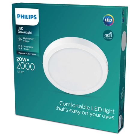 Plafond Panel LED Povrchové stropní svítidlo MAGNEOS 20W 2700K 28cm Bílé stropní svítidlo kulaté PHILIPS