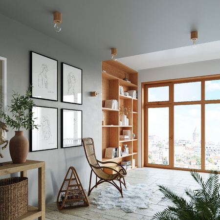 Nástěnné svítidlo LED SALGADO E27 Přírodní dřevo SOLLUX