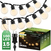 Venkovní řetěz 16m, 100x LED 3000K NESSA LUMILED