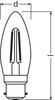 LED žárovka B35 svíčka B22d 2,5W = 25W 250lm 2700K teplá bílá 300° Retrofit Filament CLASSIC Osram