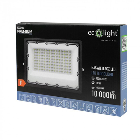 LED reflektor 100W 10000lm 6500K studený IP65 Premium Line Ecolight