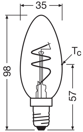 Dekorativní LED žárovka B35 svíčka E14 3,5W = 28W 300lm 2200K teplá bílá CRI90 300° Amber Filament Dimmable Vintage 1906 Osram