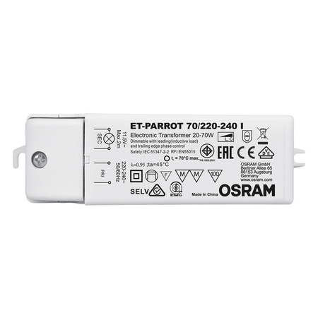 Elektronický halogenový napájecí transformátor AC 20-70W 12V ET-PARROT OSRAM