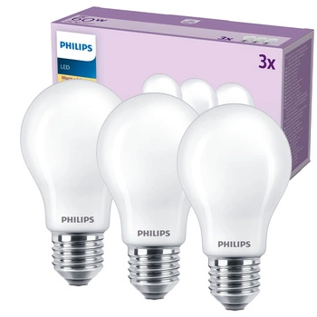 3x LED Žárovka E27 A60 7W = 60W 806lm 2700K teplá bílá Filament Milky PHILIPS