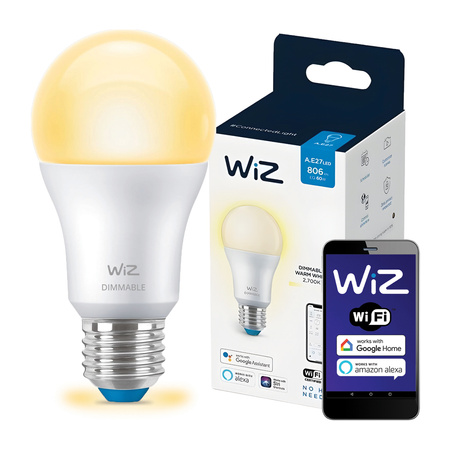 LED žárovka E27 A60 8W = 60W 2700K Warm SMART WiFi WiZ