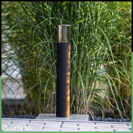 Venkovní stojací stožáry Zahradní lampa pro žárovku E27 Černé sklo IP54 80 cm SALVIA LUMILED