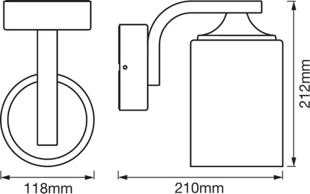 Venkovní nástěnné fasádní svítidlo černé IP43 ENDURA CLASSIC Lucerna Válec E27 LEDVANCE