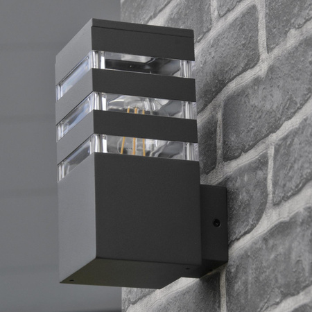 Zahradní nástěnné svítidlo rovné LED fasádní svítidlo E27 TEKSAS grafit GOLDLUX (Polux)