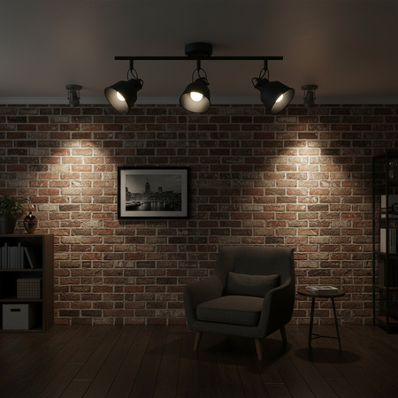 Nástěnné svítidlo NÁSTĚNNÁ LAMPA Spot Niko 3xE14 GOLDLUX (Polux) ČERNÁ