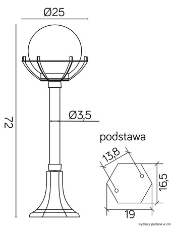 Venkovní zahradní lampový stožár LANTERN E27 Koule s košíkem 200 K 5002/3/KPO 72cm černá Su-Ma