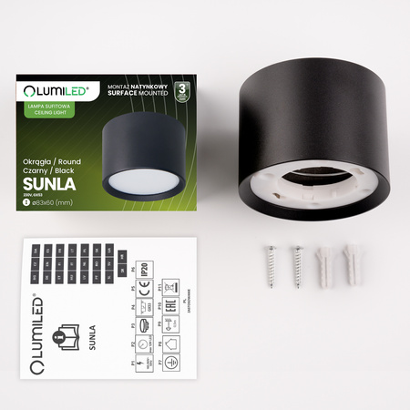 Povrchové svítidlo HALOGEN SUNLA Tuba Gx53 LED Spot Nástěnné svítidlo Stropní válec Černá LUMILED