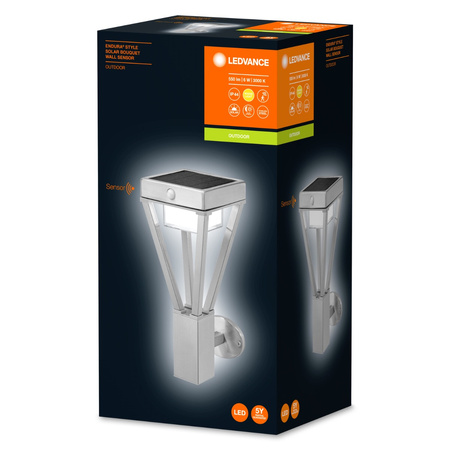 Nástěnné svítidlo solární nástěnné fasádní svítidlo 6W 550lm 3000K Pohybový senzor Endura STYLE SOL WALL šedá LEDVANCE