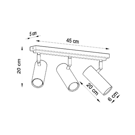 DIREZIONE stropní svítidlo 3xGU10 Reflektor Halogenové svítidlo Moving 45cm Černá SOLLUX