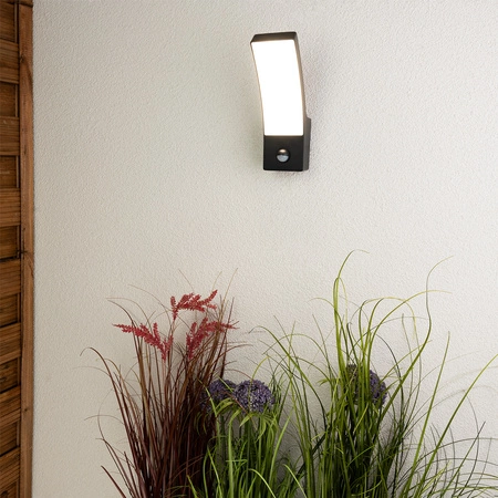 Zahradní nástěnná lampa snímač pohybu 10W, 4000K IP44 Černá LOGIA LUMILED