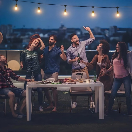 Solární zahradní girlanda 30x LED dekorativní žárovky 20m + PILOT IP65 2700K Warm SOLLIS LUMILED