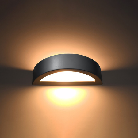 LED nástěnné svítidlo ATENA E27 Nástěnné svítidlo Semi-circular Ceramic Grey SOLLUX