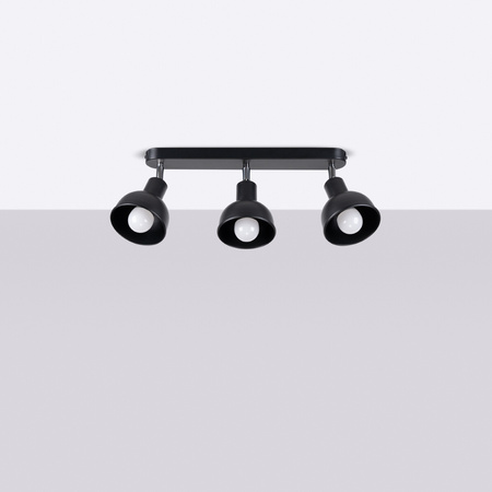 Stropní svítidlo ELBA 3xE27 Reflektor Moving Black Loft SOLLUX