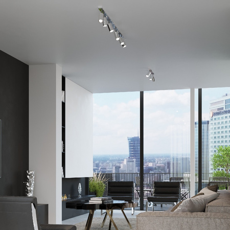 Svítidlo pro povrchovou montáž RING 6L 6xGU10 Reflektor Halogenový pohyblivý pásek Minimalistický chrom SOLLUX