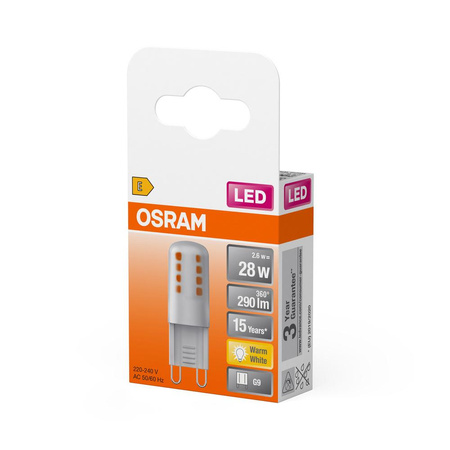LED žárovka G9 2,6W = 28W 290lm 2700K teplá 300° LED PIN Osram