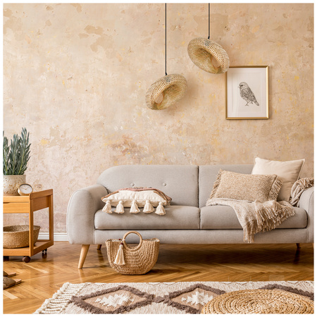 Bambusová dekorativní závěsná lampa E27 Boho Bemidi Kobi