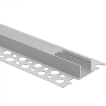 Hliníkový LED profil pro sádrokarton REGIPS Podprofil pro dlaždice bílý 2m s matným difuzorem pro LED pásky + koncovky GN Ecolight series