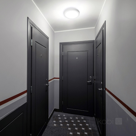 LED stropní svítidlo do koupelny Povrchová montáž 18W 1890lm 4000K 120° s pohybovým a soumrakovým senzorem Bílá IP65 Nairos Kobi